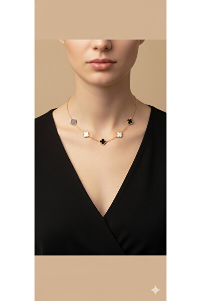 Shae Jewelry قلادة موديل يونيكان باللونين الأسود والأبيض مكونة من 5 قطع من ال...