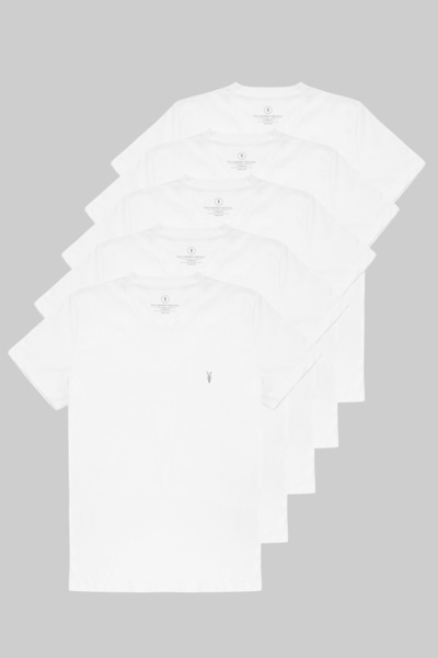 MAXIMILLIAN Ανδρικό μπλουζάκι με κοντό μανίκι από βαμβακερό βασικό σετ 5 τεμα...