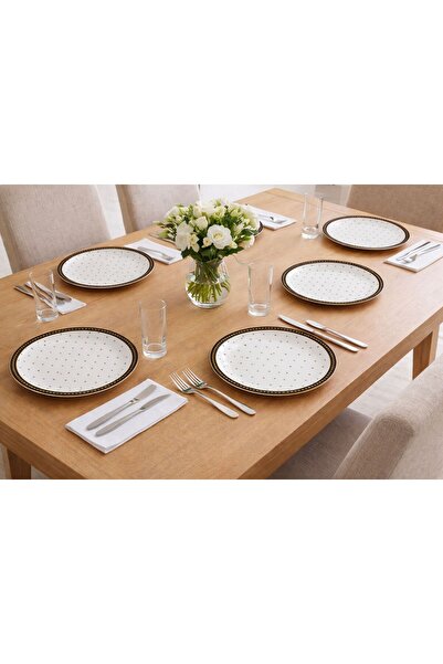 HOMENESS 6’lı Yemek & Sunum Tabağı Seti | Gold Detaylı | 40×40