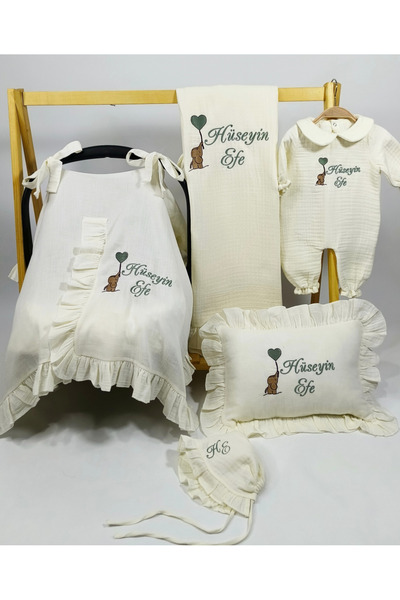 Nakisatolyemiz Müslin Yeni Doğan 4 Katlı Organik % 100 Pamuk ( İsme Özel ) Ha...