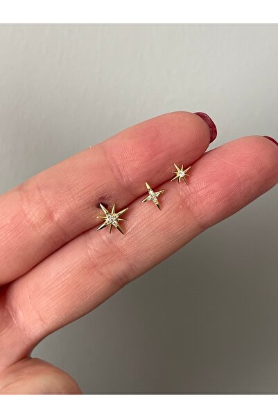 denizden silver Kutup yıldızlı küpe seti