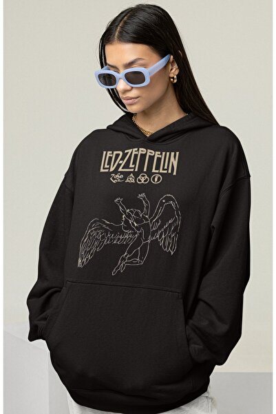 SEVBANO هودي ليد زيبلين روك ميتال ميوزيك جروب مطبوع للجنسين قصة فضفاضة