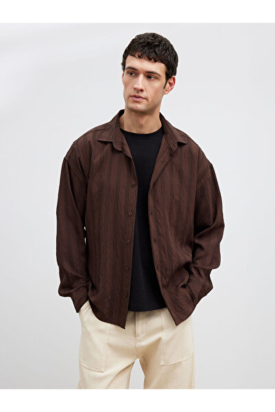 LC Waikiki Ανδρικό πουκάμισο GiYÇık Store σε καφέ χρώμα, κανονική εφαρμογή, μ...