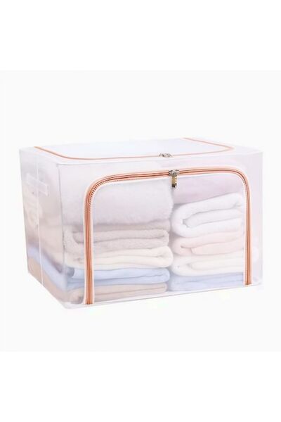 DAMUR Foldable Storage Box with Window and Double Zipper Red