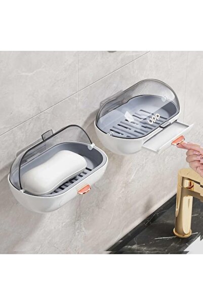 OEM Set de 2 suporturi de săpun cu capac, montare pe perete, cu tavă de scurg...