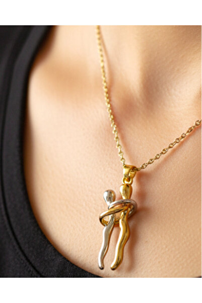 modamira قلادة من الفولاذ بتصميم زوجين متشابهين يتوافدون بالحب