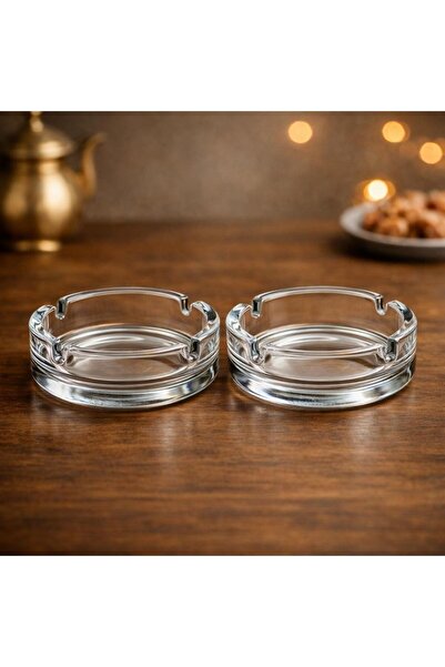 Paşabahçe Stylish and Modern Designed Set of 2 Glass Ashtrays