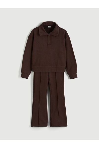 LC Waikiki Polo Neck Girls' Soft Touch Sweatshirt and Sweatpants