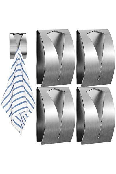 OEM Set of 5 Adhesive Towel Holders, Stainless Steel, No Drill Installation, ...