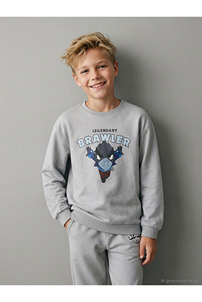 LC Waikiki Crew Neck Boys' Brawl Stars Tracksuit Set