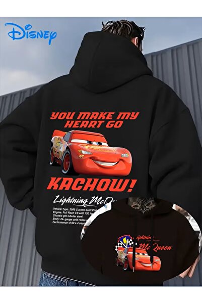 LAND MODA Mașini din seria Disney, Lightning McQueen cu imprimeu , Hanorac el...