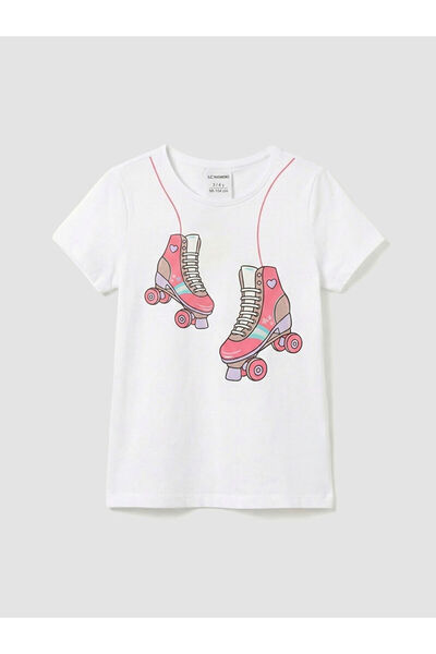 LC Waikiki Crew Neck Printed Girl's T-Shirt and Leggings