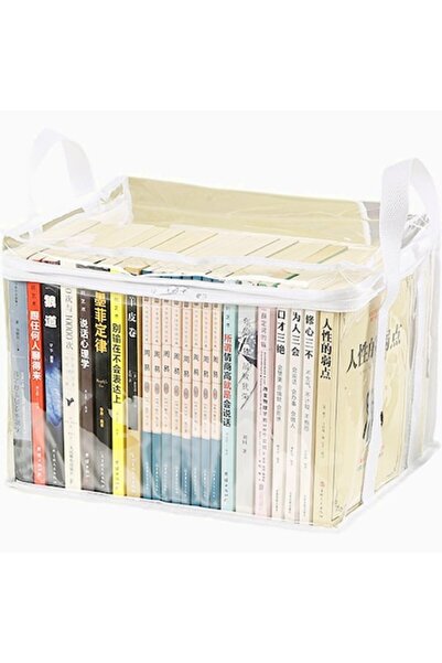 DAMUR Storage Box, PVC + Textile, Waterproof, Bag for Books, 32x24x25 cm, Tra...