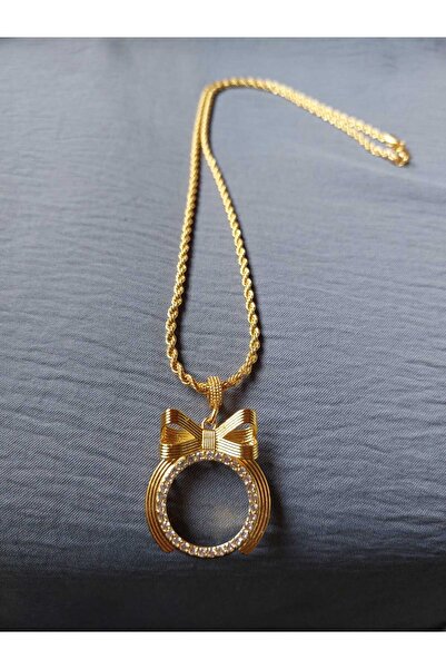 GEZERGOLD TAKI yarım altın fiyonk kolye 60cm halat zincir 24ayar altın kaplama