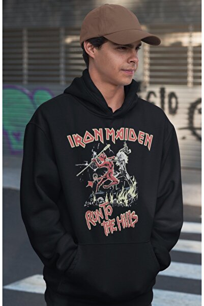SEVBANO Iron Maiden Run To Hills Τυπωμένο Unisex Oversize Φούτερ με κουκούλα ...
