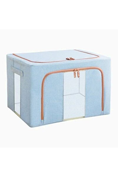 DAMUR Foldable Storage Box, DAMUR, 66 L, cotton and linen, 50x40x33 cm, blue