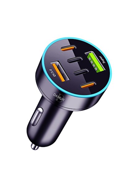 DAMUR Încărcător auto, 65W, 2xUSB, 4xTip C, negru