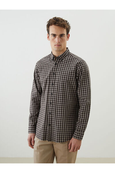 LC Waikiki Nevavm Regular Fit Long Sleeve Plaid Gabardine Men's Shirt with Di...
