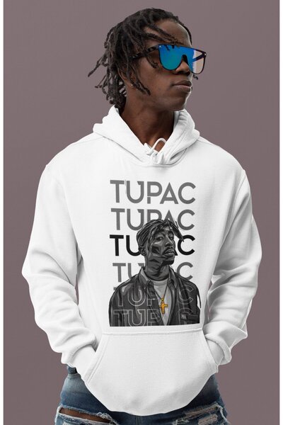 SEVBANO تصميم توباك رابر مطبوع هودي للجنسين قصة فضفاضة 2Pac Singer