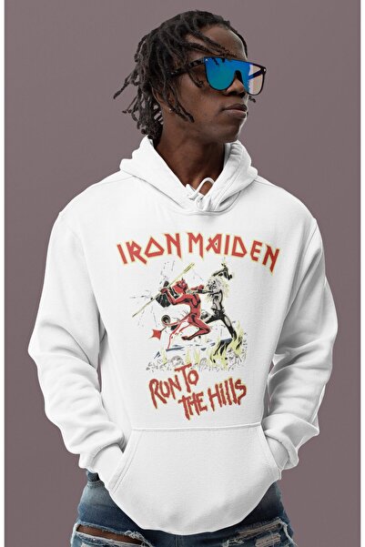 SEVBANO Iron Maiden Run To Hills Τυπωμένο Unisex Oversize Φούτερ με κουκούλα ...
