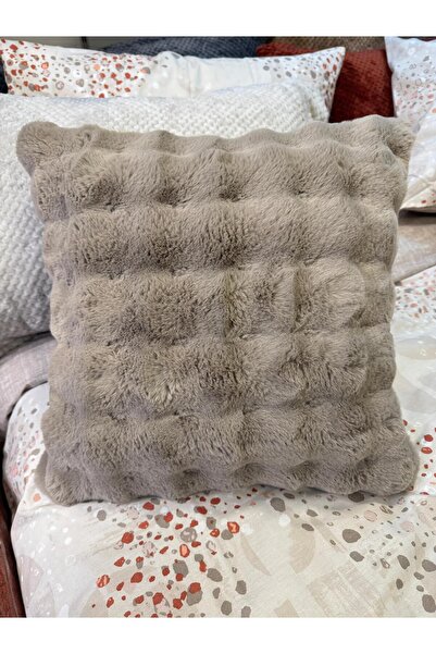 ŞENER HOME Rabbit Hair Bubble Chenille Double-Sided Cushion Cover Mink