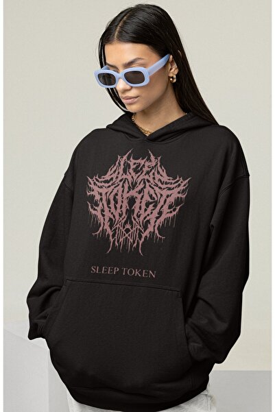 SEVBANO هودي سليب توكن روك ميتال مطبوع للجنسين قصة فضفاضة ميوزيك جروب