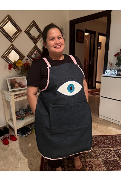 Kheyaal Cotton Denim Evil Eye Apron Soft - with 2-Pockets Perfect for Kitchens