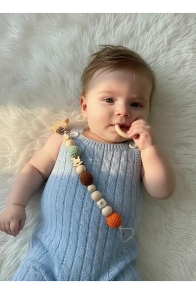 İloya Naturel Boncuklu- Renkli Emzik Askısı