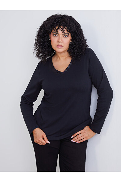 LC Waikiki Plus Size V-Neck Women's Bodysuit