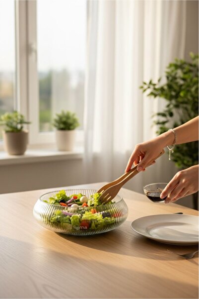 kitchenboost Glass Salad Bowl - 30 cm Medium Presentation Bowl - Multi-Purpos...