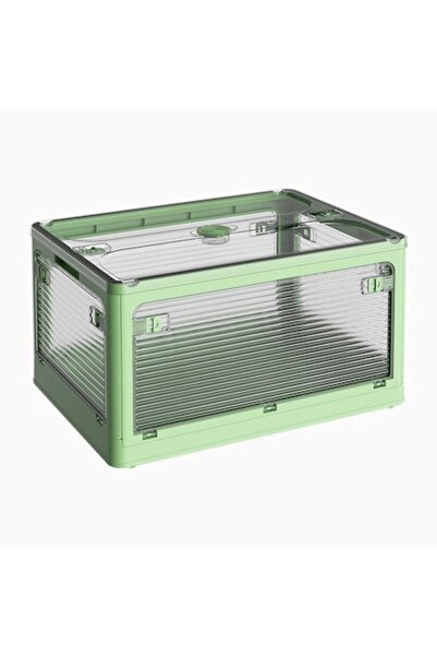 DAMUR Foldable Storage Box with Lid, 85 L, Plastic, Green