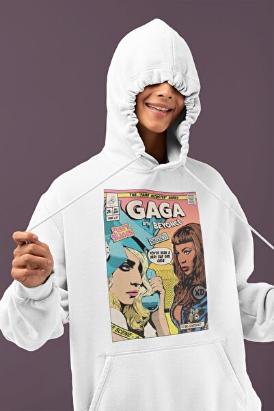 SEVBANO تصميم ليدي غاغا مع بيونسيه مطبوع هودي للجنسين قصة فضفاضة سينغير هودي