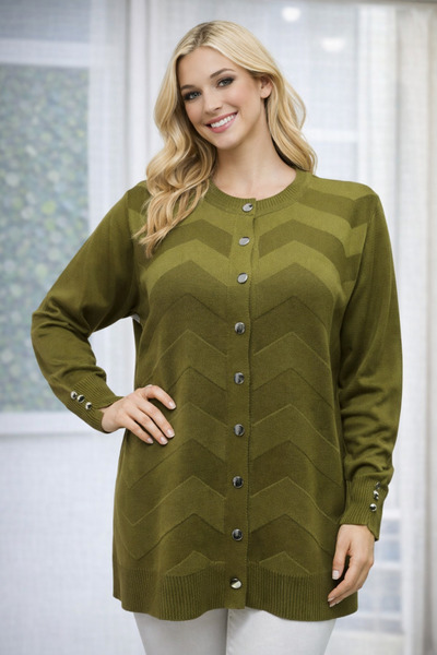 Elçelya Moda Women's Elegant Model Zigzag Patterned Buttoned Mercerized Mothe...