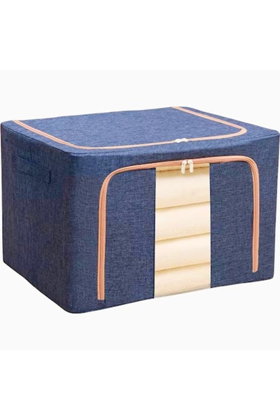 DAMUR Foldable Storage Box with Zipper, 100 L, Textile, 60x42x40 cm