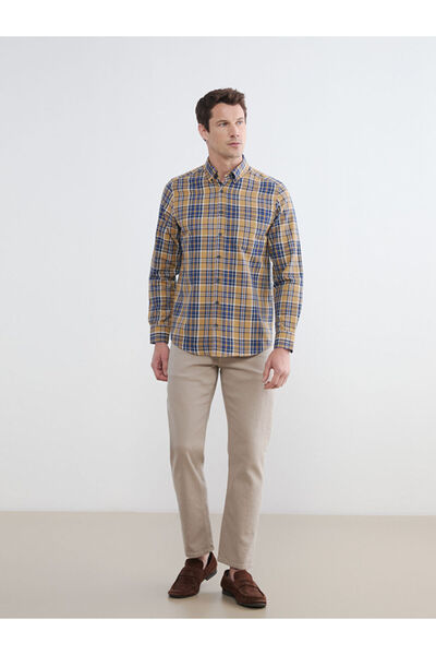 LC Waikiki Regular Fit Plaid Patterned Gabardine Men's Shirt