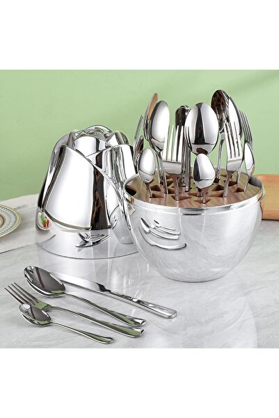 Lotus rose Stainless steel cutlery set with storage box, egg set, fork and sp...