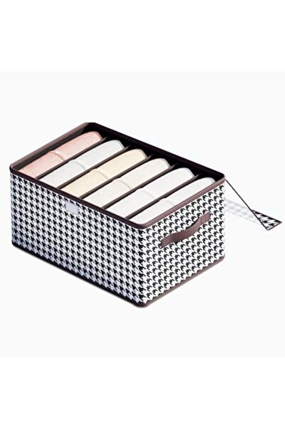 DAMUR Storage Box with Transparent Lid, 7 Compartments, Beige, 11x7.2x3.5 cm