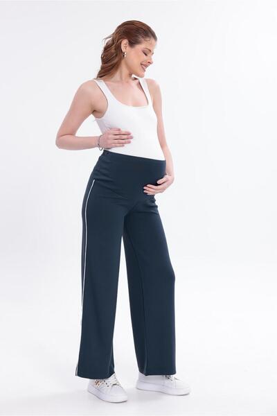 SERRAXXL Palazzo Wide-Leg Pregnancy Pants with Striped Details