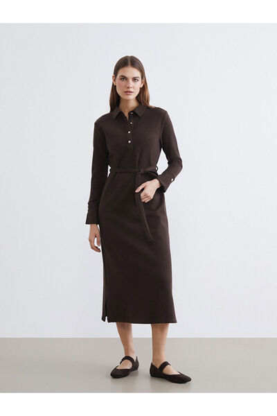 LC Waikiki Rochie maro cu guler polo și curea