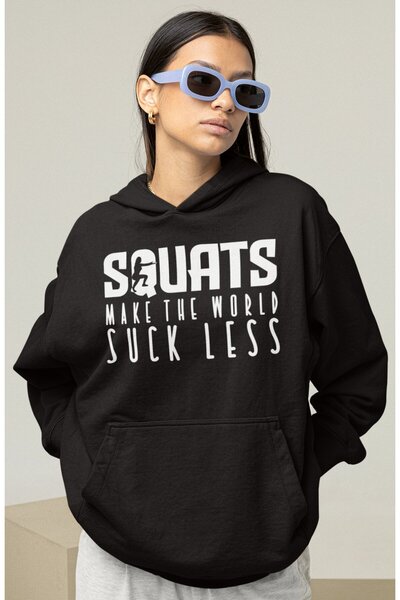 SEVBANO Φούτερ με κουκούλα για αθλητές γυμναστηρίου, με στάμπα  "Squat ", Uni...