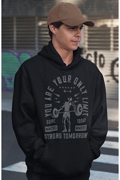 SEVBANO You Are Only Limited by Your Bodybuilding Fitness Printed Unisex Over...