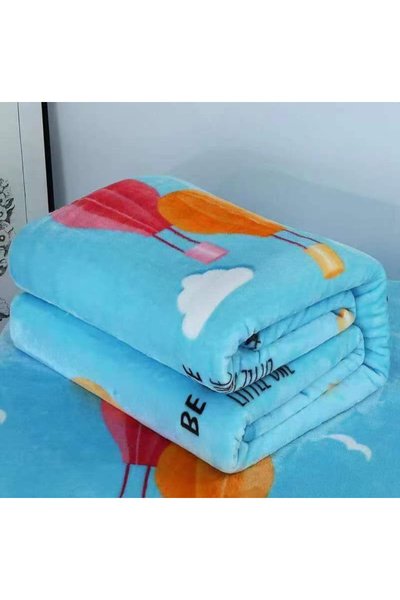 FIONNA.RO Cocolino Thin Blanket 200x230cm - Blue With Balloons In The Sky