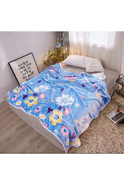 FIONNA.RO Cocolino Thin Blanket 200x230cm - Blue With Cheerful Flowers