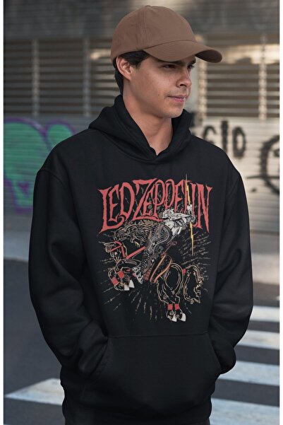 SEVBANO Hanorac unisex supradimensionat cu imprimeu Led Zeppelin Rock Metal