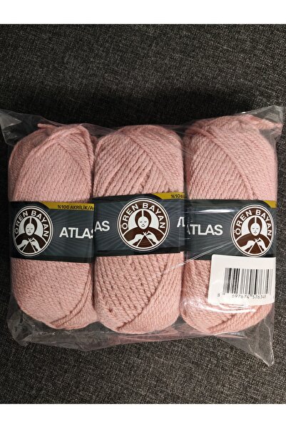 Ören Bayan ATLAS Pudra Pembe El Örgü İpi (3 Adet) - Renk: 001