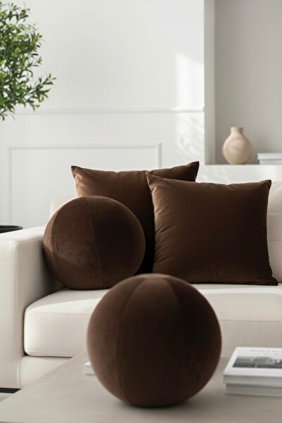 JACA Dekoratif Yastık İç Dolgulu Top Şeklinde Yastık ve Dikdörtgen Yastık Set...