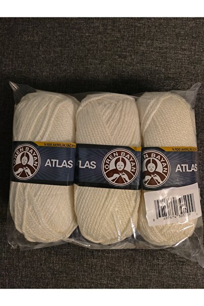 Ören Bayan ATLAS Beyaz El Örgü İpi (3 Adet) - Renk: 004