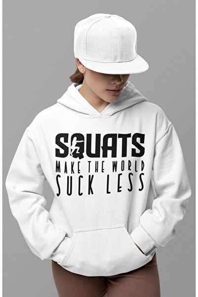 SEVBANO Φούτερ με κουκούλα για αθλητές γυμναστηρίου, με στάμπα  "Squat ", Uni...