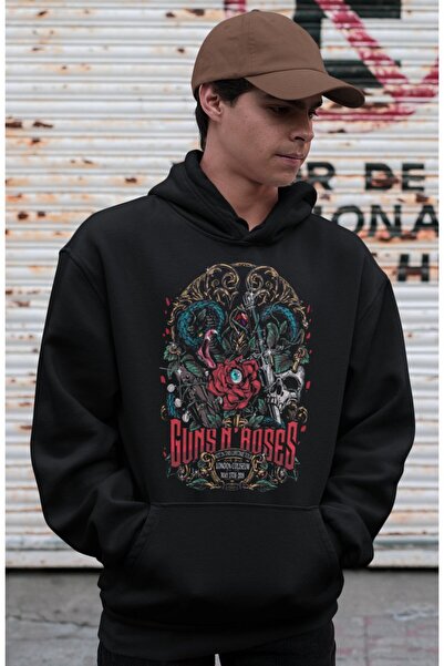 SEVBANO Hanorac unisex supradimensionat cu imprimeu Guns N' Roses Rock Metal ...