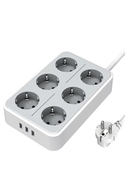 DAMUR Power Strip with 6 Outlets and 3 USB Ports